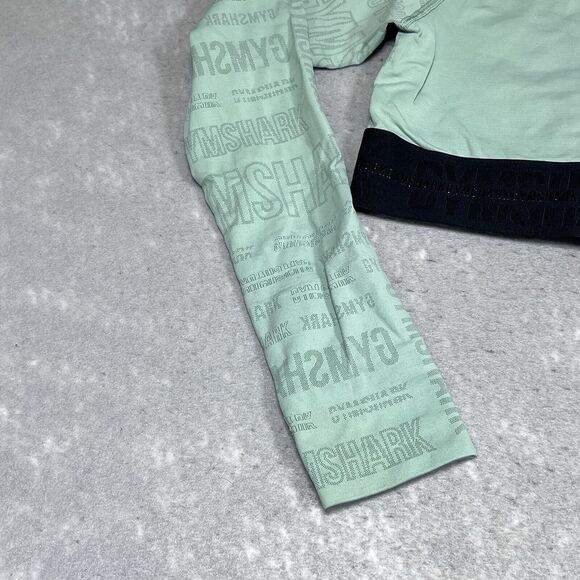 Gymshark Vision Long Sleeve Crop Top Large Green Lightweight Seamless Thumbhole - Picture 5 of 11